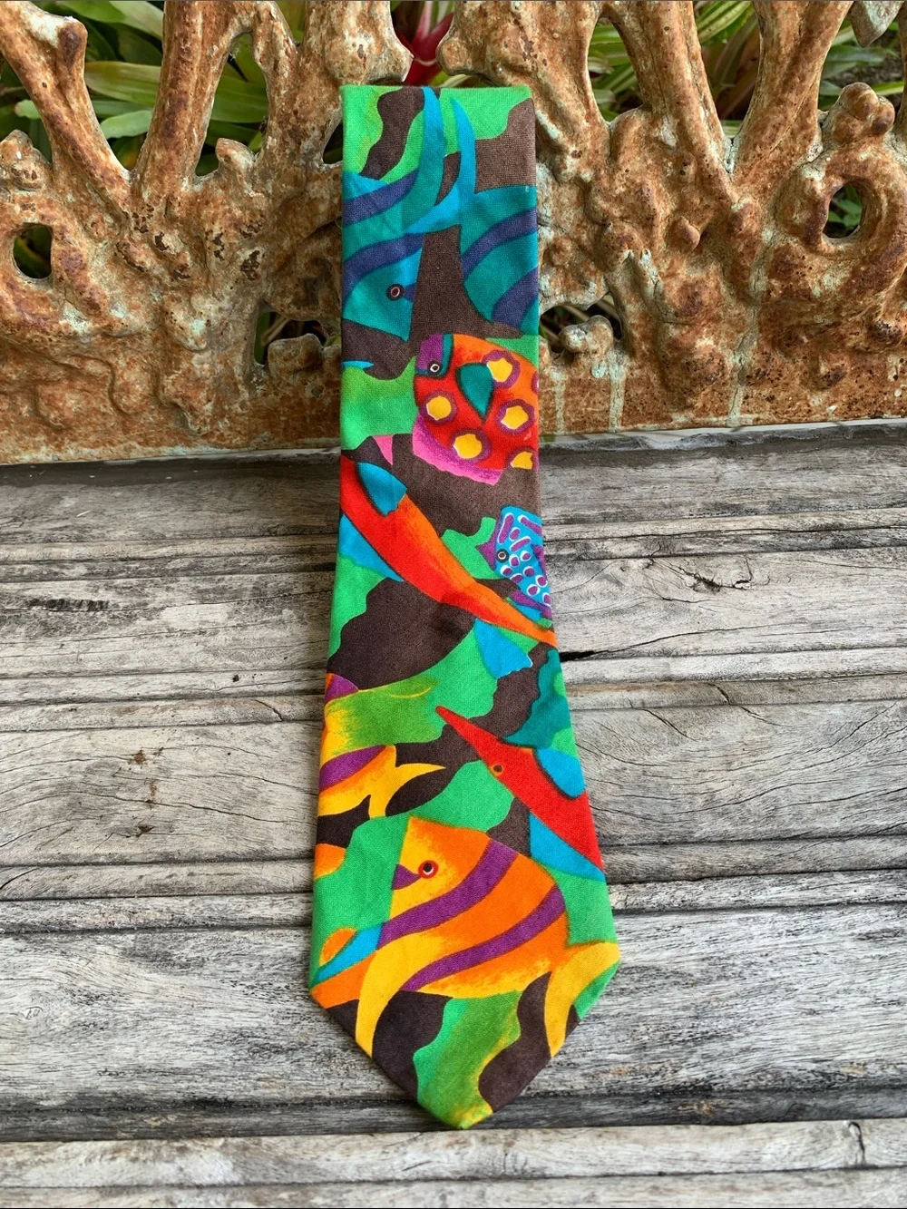 Vintage Vertigo 90’s Psychedelic Fish Print Men's Tie